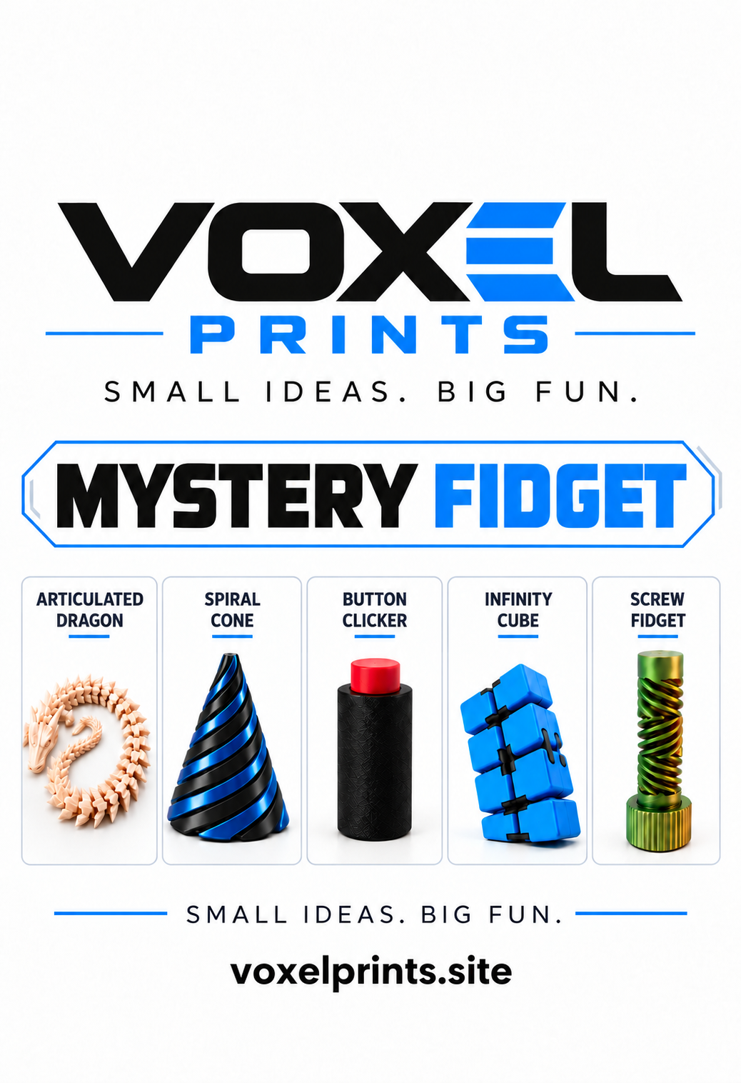 Articulated dragon shown on Voxel Prints packaging.